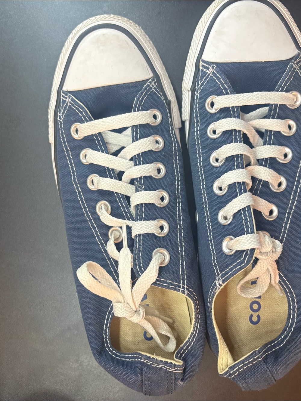 Converse Navy Blue Canvas Low Top Sneakers with White Accents